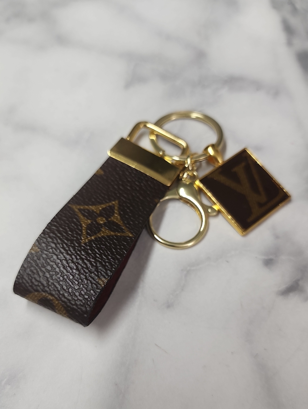 Upcycled Monogram Loop Keychain